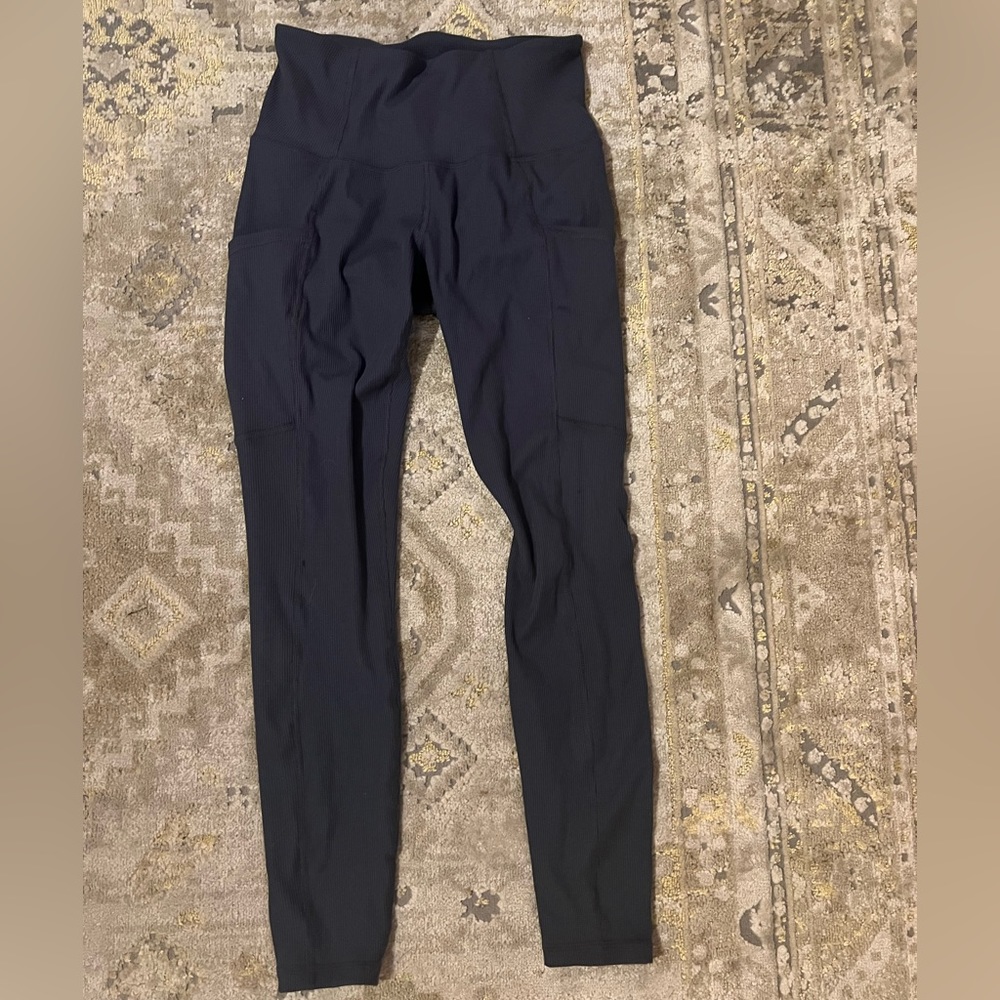Women’s extra small Lukka Lux leggings ribbed with pockets, dark grey